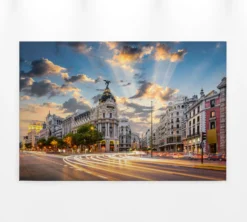 Leinwandbild Gran Via Madrid, blau, 90x60 cm DD120333