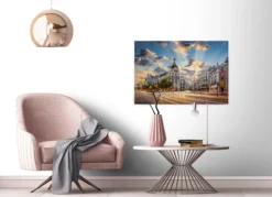 Leinwandbild Gran Via Madrid, blau, 90x60 cm DD120333