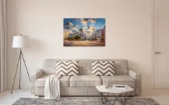 Leinwandbild Gran Via Madrid, blau, 90x60 cm DD120333