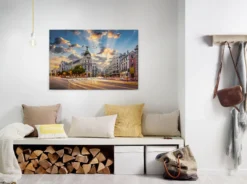 Leinwandbild Gran Via Madrid, blau, 90x60 cm DD120333