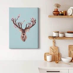 Leinwandbild Hirsch, hellblau, 50x70 cm DD123178