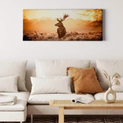 Leinwandbild Hirsch, orange, 100x40 cm DD123228