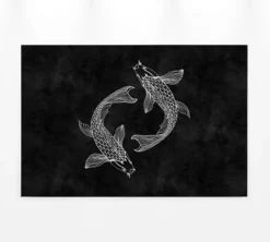 Leinwandbild Koi-Karpfen, schwarz, 90x60 cm DD120361