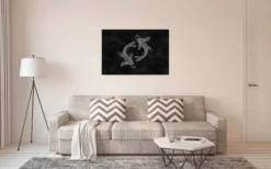 Leinwandbild Koi-Karpfen, schwarz, 90x60 cm DD120361