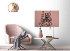 Leinwandbild Krake, rosa, 90x60 cm DD120494