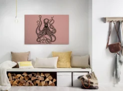 Leinwandbild Krake, rosa, 90x60 cm DD120494