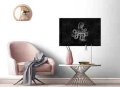 Leinwandbild Krake, schwarz, 90x60 cm DD120360