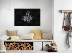 Leinwandbild Krake, schwarz, 90x60 cm DD120360