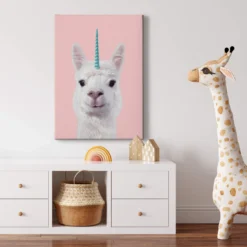 Leinwandbild Lama, rosa, 50x70 cm DD123177