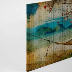 Leinwandbild Landschaft, blau, 90x60 cm DD120456