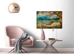 Leinwandbild Landschaft, blau, 90x60 cm DD120456