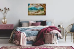 Leinwandbild Landschaft, blau, 90x60 cm DD120456