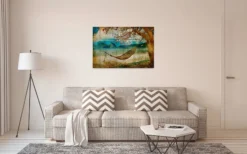 Leinwandbild Landschaft, blau, 90x60 cm DD120456