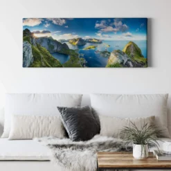 Leinwandbild Landschaft, blau, 100x40 cm DD123207