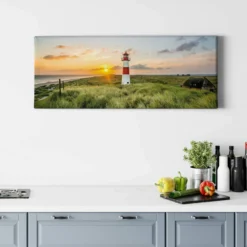 Leinwandbild Leuchtturm, orange, 100x40 cm DD123211