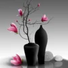 Leinwandbild Magnolienzweig, schwarz, 50x50 cm DD123261
