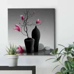 Leinwandbild Magnolienzweig, schwarz, 50x50 cm DD123261