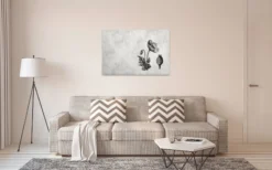 Leinwandbild Mohnblume, grau, 90x60 cm DD120368