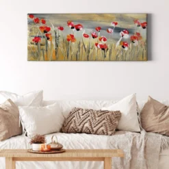Leinwandbild Mohnblumen, rot, 100x40 cm DD123247
