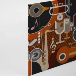 Leinwandbild Musikinstrumente, braun, 90x60 cm DD120418
