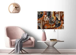 Leinwandbild Musikinstrumente, braun, 90x60 cm DD120418