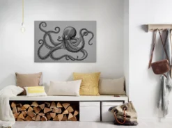 Leinwandbild Oktopus, grau, 90x60 cm DD120495