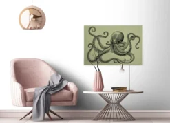Leinwandbild Oktopus, olivgrün, 90x60 cm DD120496
