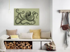 Leinwandbild Oktopus, olivgrün, 90x60 cm DD120496