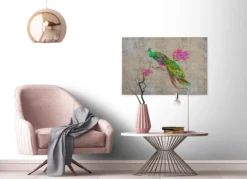 Leinwandbild Pfau, beige, 90x60 cm DD120497