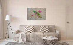 Leinwandbild Pfau, beige, 90x60 cm DD120497