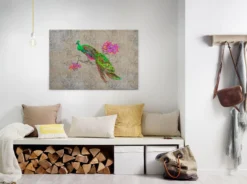 Leinwandbild Pfau, beige, 90x60 cm DD120497