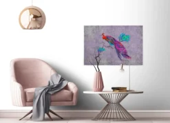 Leinwandbild Pfau, lila, 90x60 cm DD120499