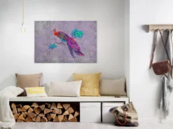 Leinwandbild Pfau, lila, 90x60 cm DD120499