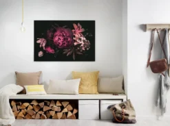 Leinwandbild Pfingstrosen, schwarz, 90x60 cm DD120489