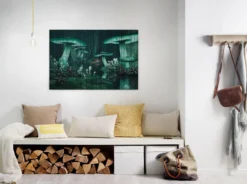 Leinwandbild Pilze, türkis, 90x60 cm DD120475