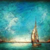 Leinwandbild Segelboot, blau, 70x50 cm DD123071