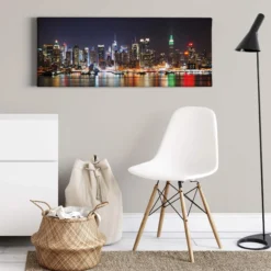 Leinwandbild Skyline, schwarz, 100x40 cm DD123229