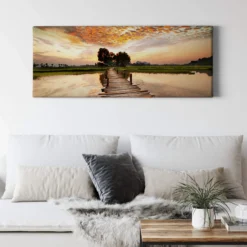 Leinwandbild Sonnenuntergang, orange, 100x40 cm DD123214