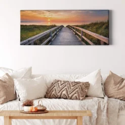 Leinwandbild Sonnenuntergang, orange, 100x40 cm DD123212