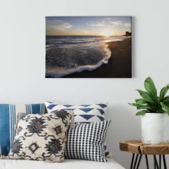 Leinwandbild Sonnenuntergang, blau, 70x50 cm DD123029
