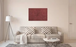 Leinwandbild Stadtkarte, rot, 90x60 cm DD120410