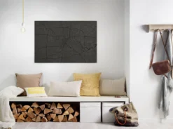 Leinwandbild Stadtkarte, schwarz, 90x60 cm DD120409