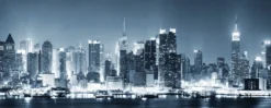 Leinwandbild Stadtsilhouette, blau, 100x40 cm DD123230