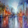Leinwandbild Stadtsilhouette, blau, 70x50 cm DD123077