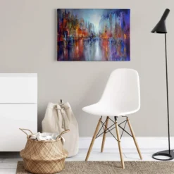 Leinwandbild Stadtsilhouette, blau, 70x50 cm DD123077