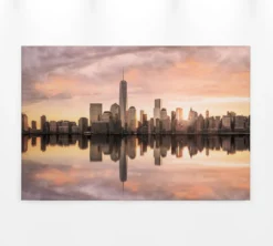 Leinwandbild Stadtsilhouette, beige, 90x60 cm DD120327