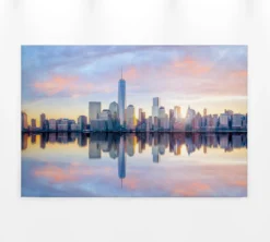 Leinwandbild Stadtsilhouette, blau, 90x60 cm DD120326