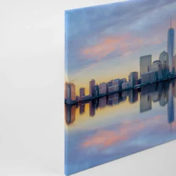 Leinwandbild Stadtsilhouette, blau, 90x60 cm DD120326