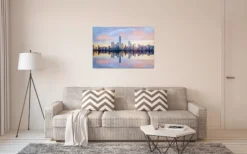 Leinwandbild Stadtsilhouette, blau, 90x60 cm DD120326