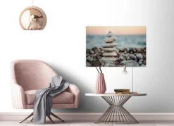 Leinwandbild Steinpyramide, verschiedene Grautöne, 90x60 cm DD120322